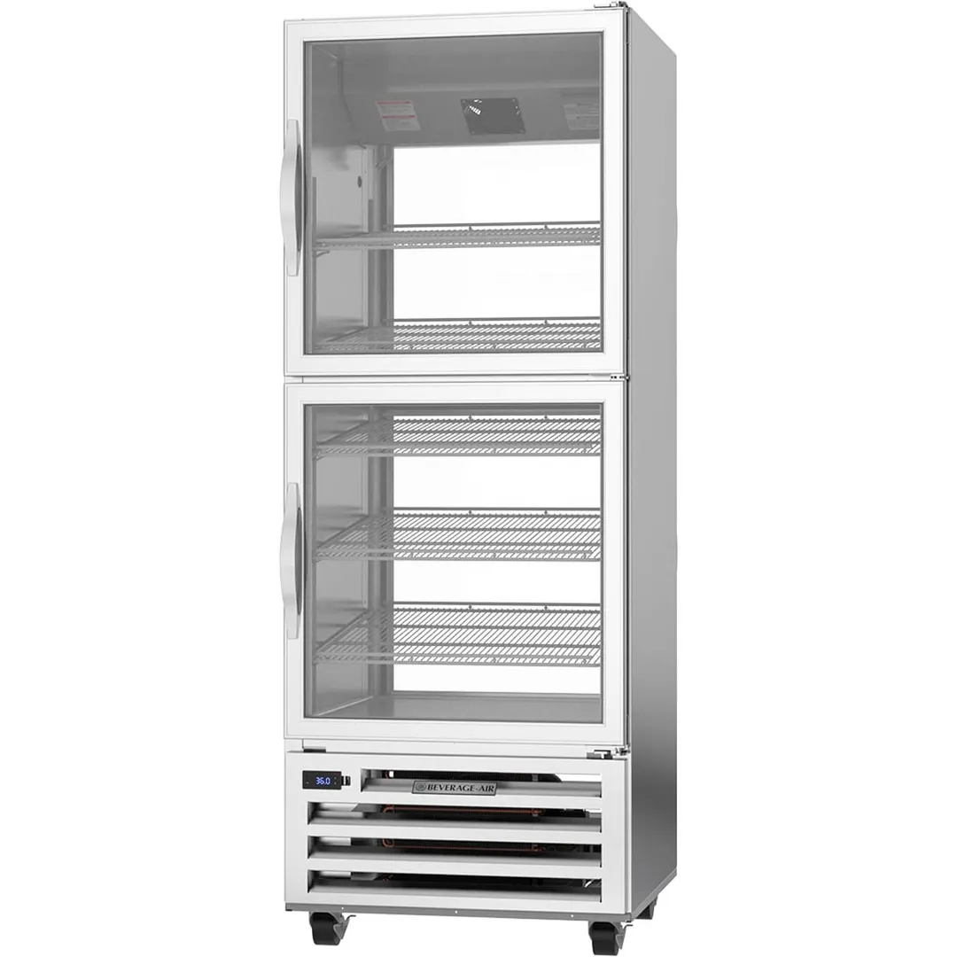 Beverage Air RID18HC-HG 27" 1-Section Pass-Thru Refrigerator w/ 4 Glass Half-Doors, Bottom Mounted, 18.38 cu. ft.
