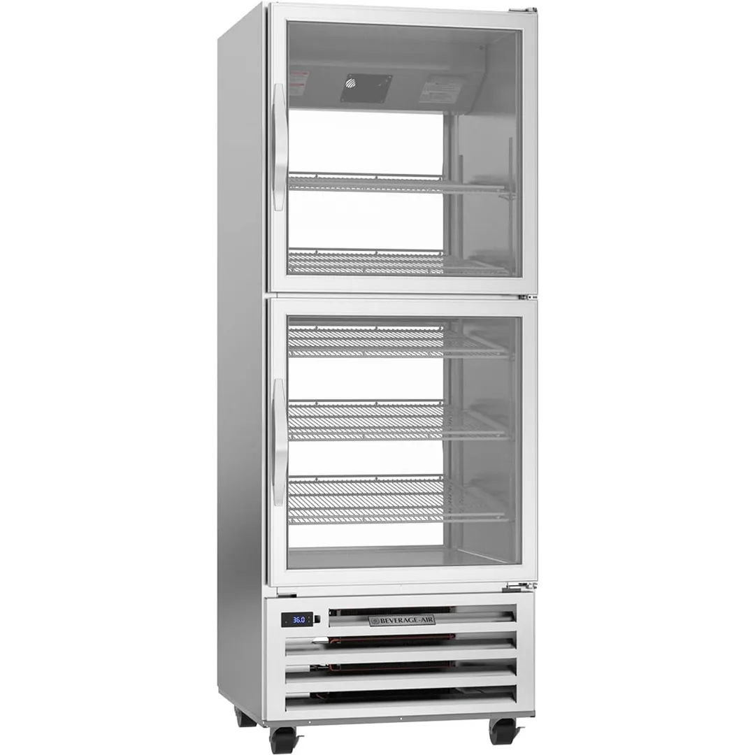 Beverage Air RID18HC-HG 27" 1-Section Pass-Thru Refrigerator w/ 4 Glass Half-Doors, Bottom Mounted, 18.38 cu. ft.