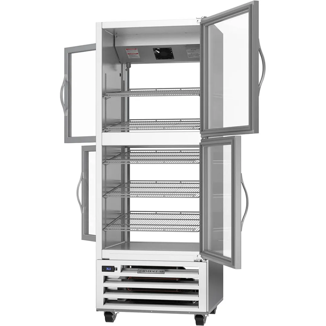 Beverage Air RID18HC-HG 27" 1-Section Pass-Thru Refrigerator w/ 4 Glass Half-Doors, Bottom Mounted, 18.38 cu. ft.
