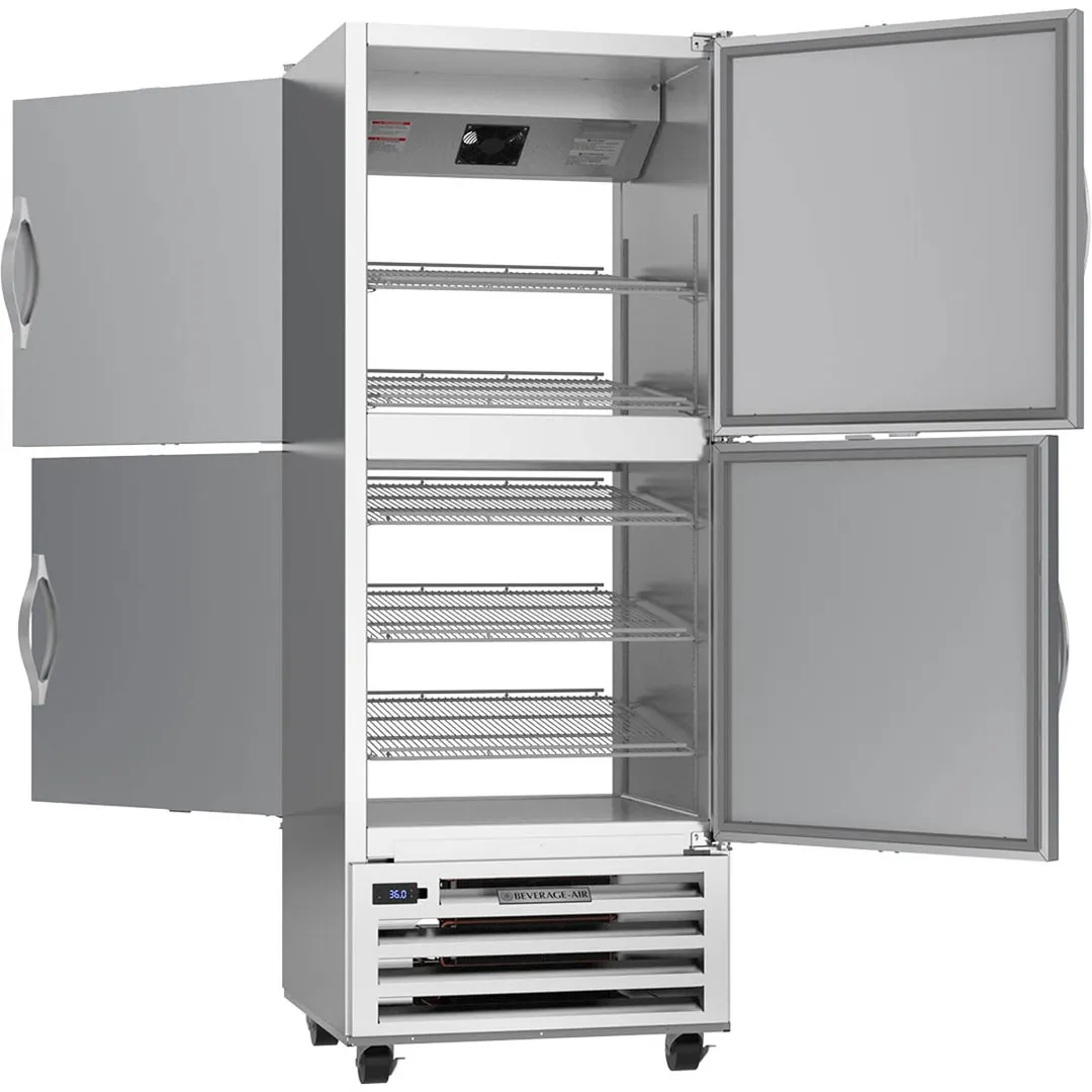 Beverage Air RID18HC-HS 27" 1-Section Pass-Thru Refrigerator w/ 4 Solid Half-Doors, Bottom Mounted, 18.38 cu. ft.