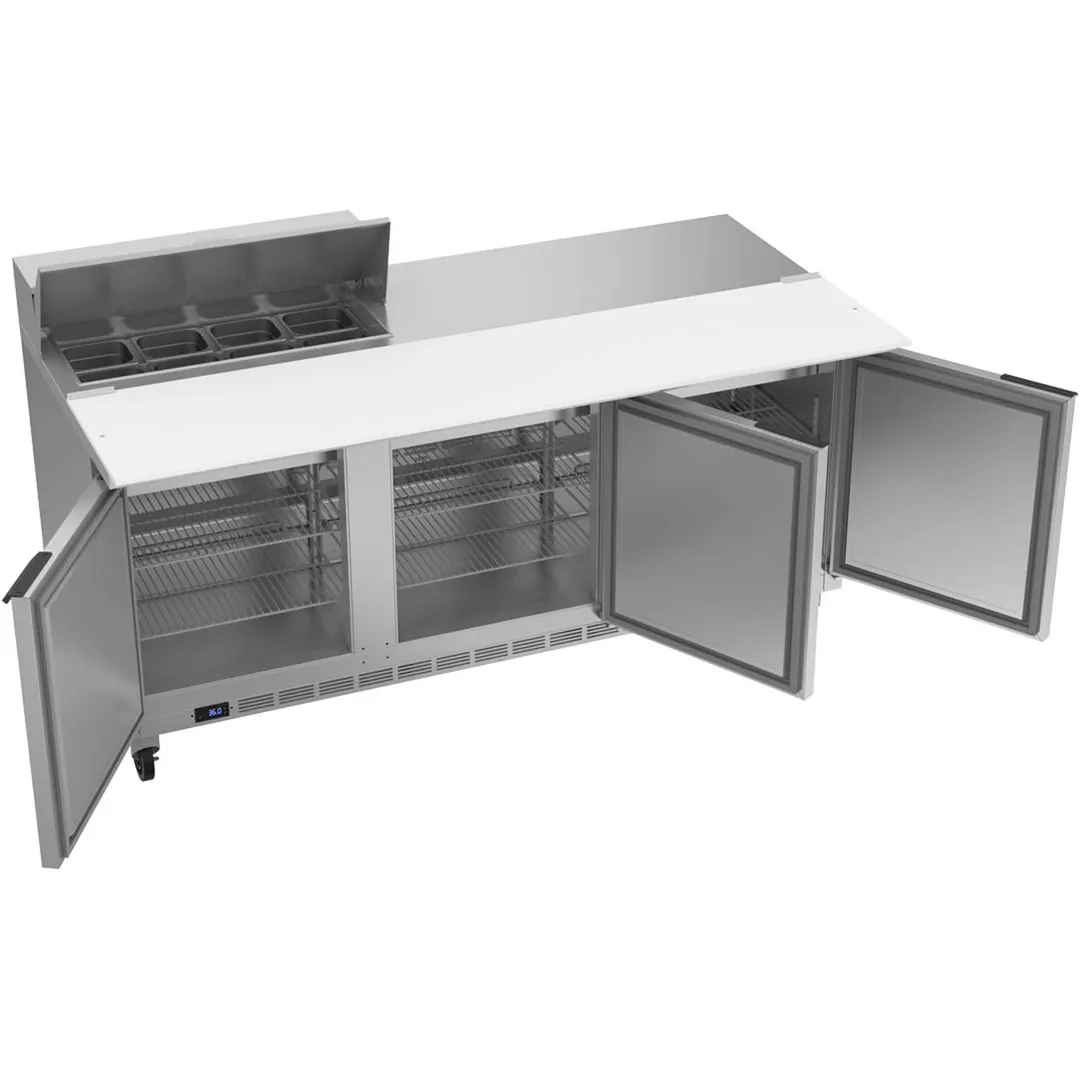 Beverage Air SPE72HC-08C 72" Three Section Sandwich/Salad Prep Table w/ 3 Doors, 8 pans, 20 cu. ft.