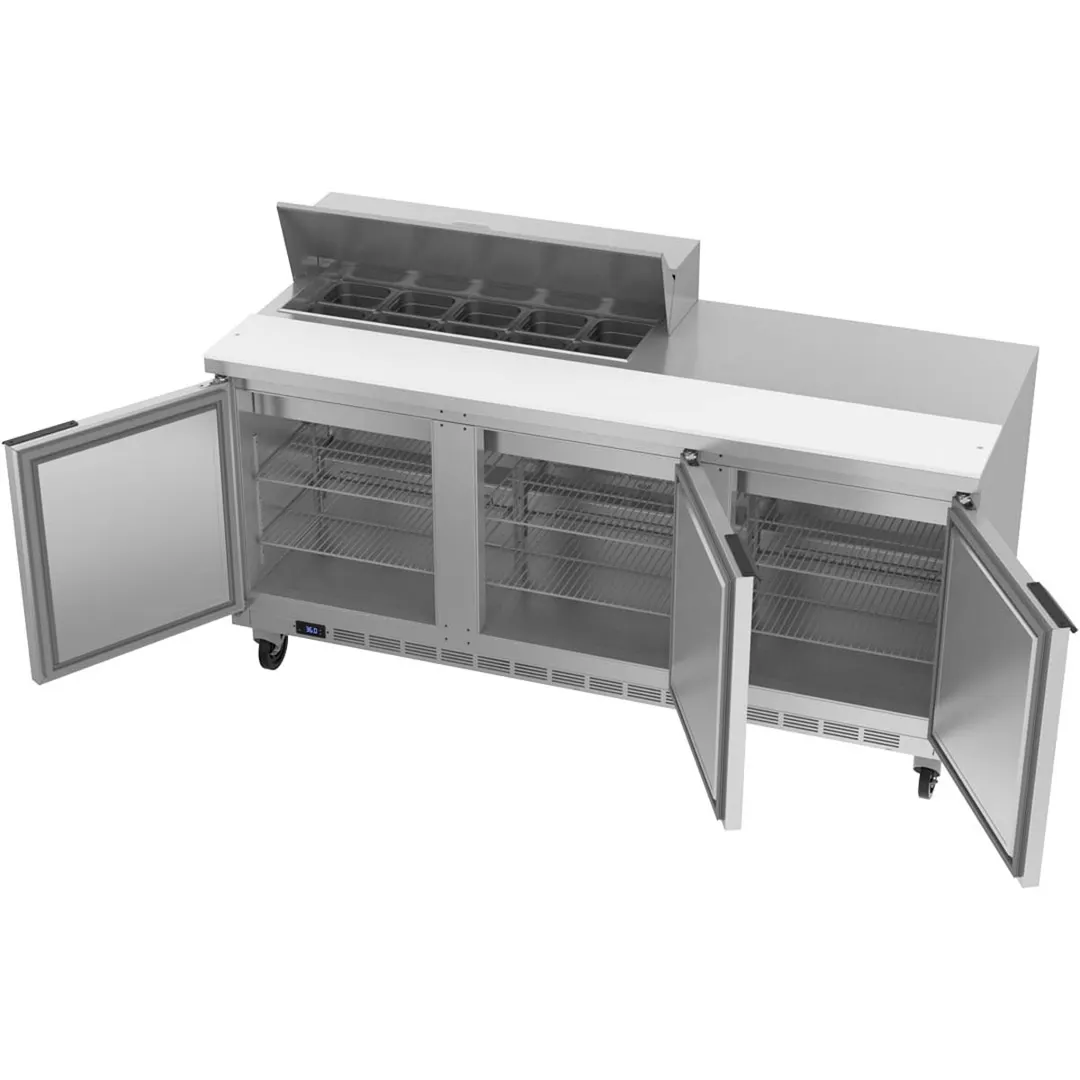 Beverage Air SPE72HC-10 72" Three Section Sandwich/Salad Prep Table w/ 3 Doors, 10 pans, 20 cu. ft.