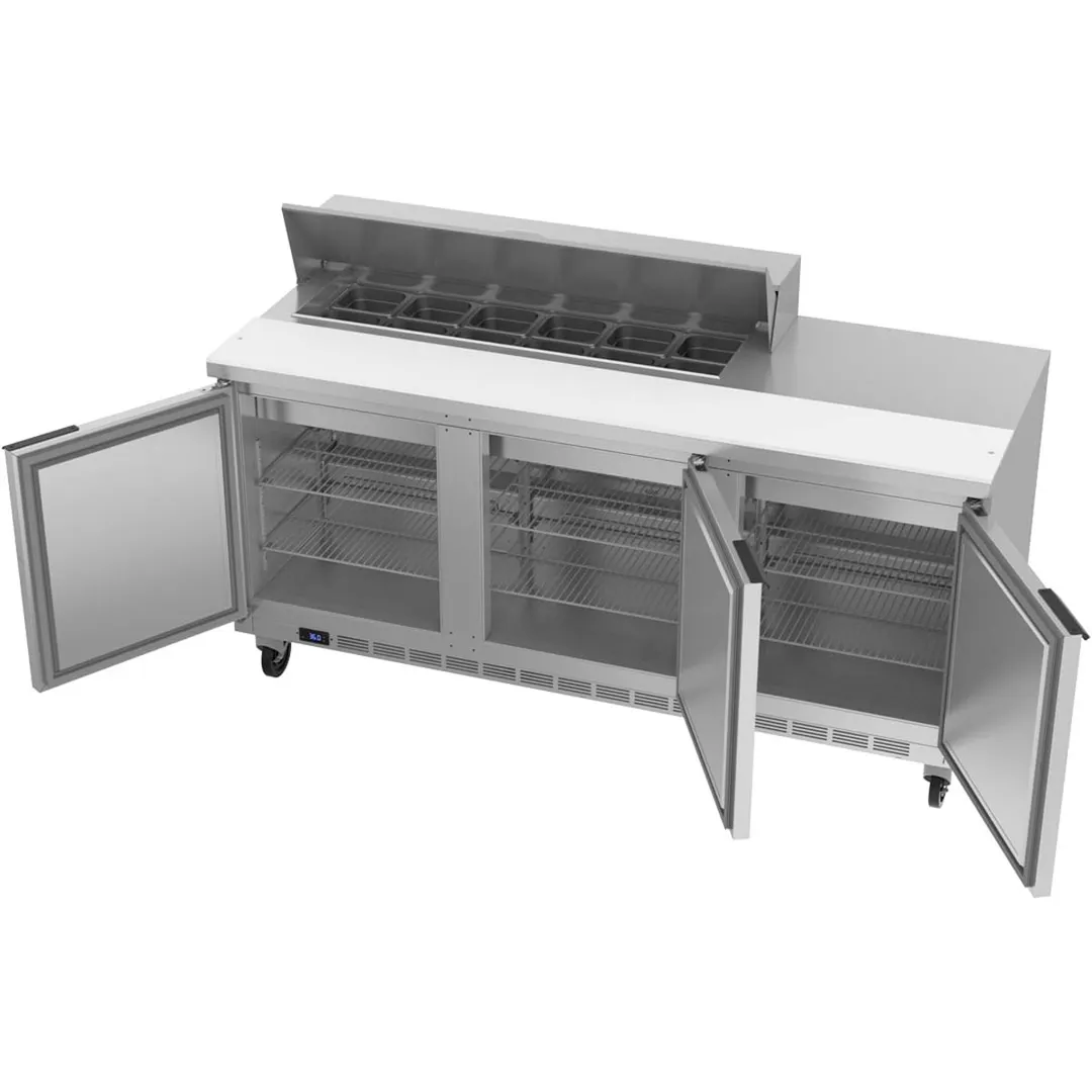 Beverage Air SPE72HC-12 72" Three Section Sandwich/Salad Prep Table w/ 3 Doors, 12 pans, 20 cu. ft.