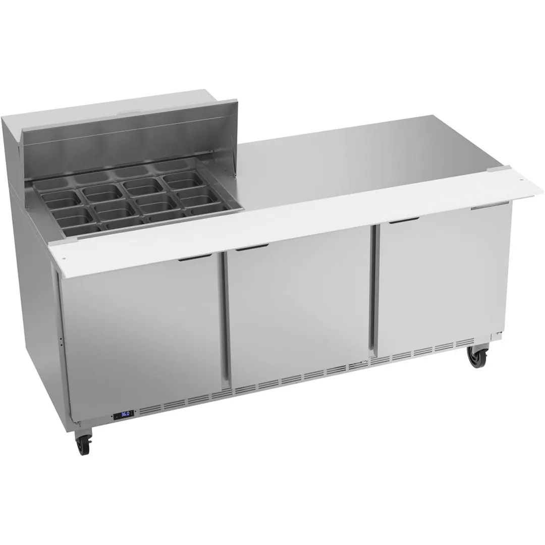 Beverage Air SPE72HC-12C 72" Three Section Sandwich/Salad Prep Table w/ 3 Doors, 12 pans, 20 cu. ft.