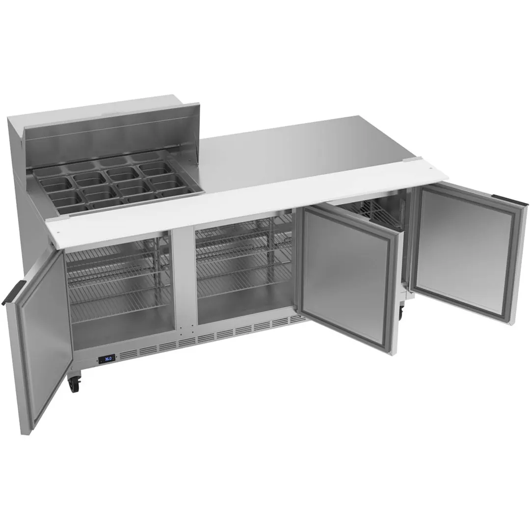 Beverage Air SPE72HC-12C 72" Three Section Sandwich/Salad Prep Table w/ 3 Doors, 12 pans, 20 cu. ft.