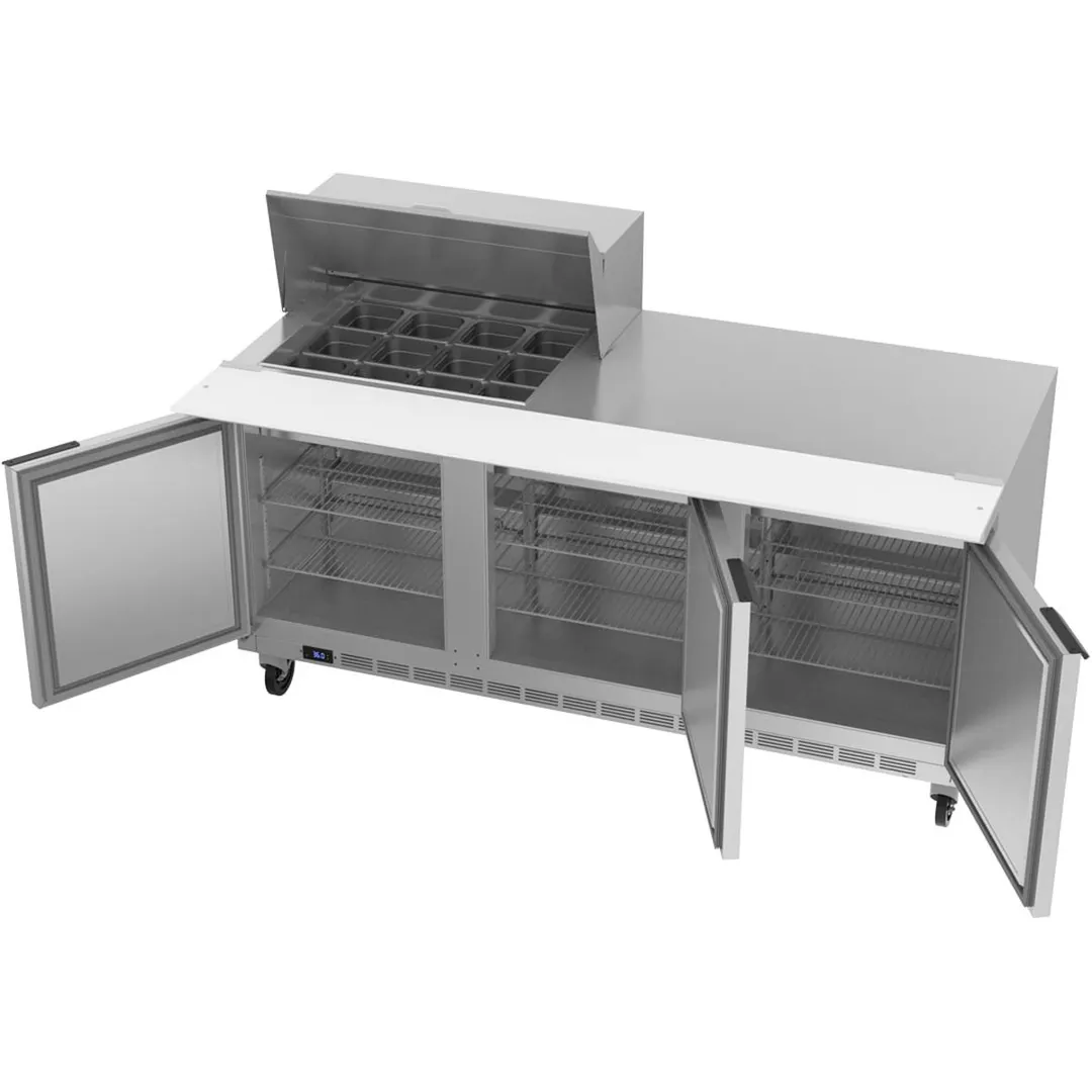 Beverage Air SPE72HC-12C 72" Three Section Sandwich/Salad Prep Table w/ 3 Doors, 12 pans, 20 cu. ft.