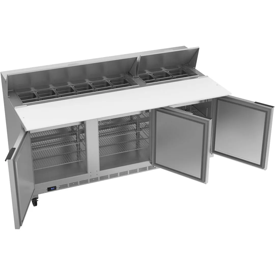 Beverage Air SPE72HC-18C 72" Three Section Sandwich/Salad Prep Table w/ 3 Doors, 18 pans, 20 cu. ft.