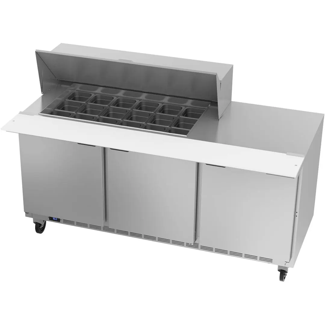 Beverage Air SPE72HC-18M 72" Mega Top Sandwich / Salad Prep Table w/ 3 Doors, 18 Pans, 20 cu. ft.
