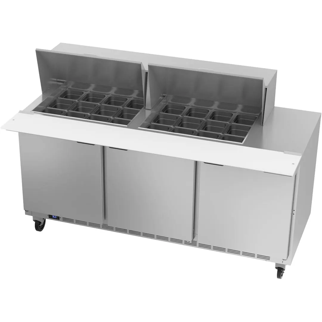 Beverage Air SPE72HC-24M 72" Mega Top Sandwich / Salad Prep Table w/ 3 Doors, 24 Pans, 20 cu. ft.