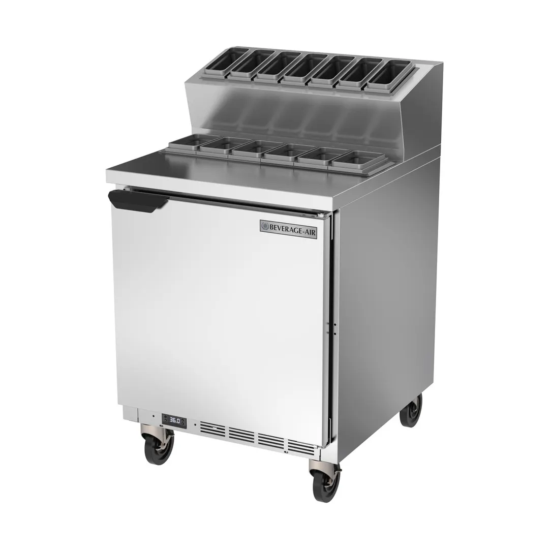 Beverage Air TPE27HC-6P-7R 27" 1-Door Sandwich and Salad Prep Table, 6 Pans, Stainless Steel