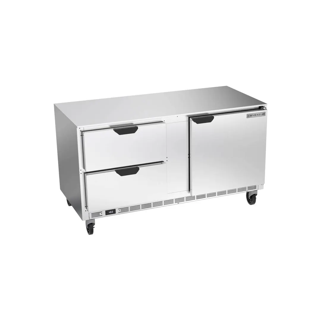 Beverage Air UCFD60AHC-2 60" 1-Door & 2-Drawer Undercounter Freezer, Stainless Steel Exterior, 15.8 cu. ft.