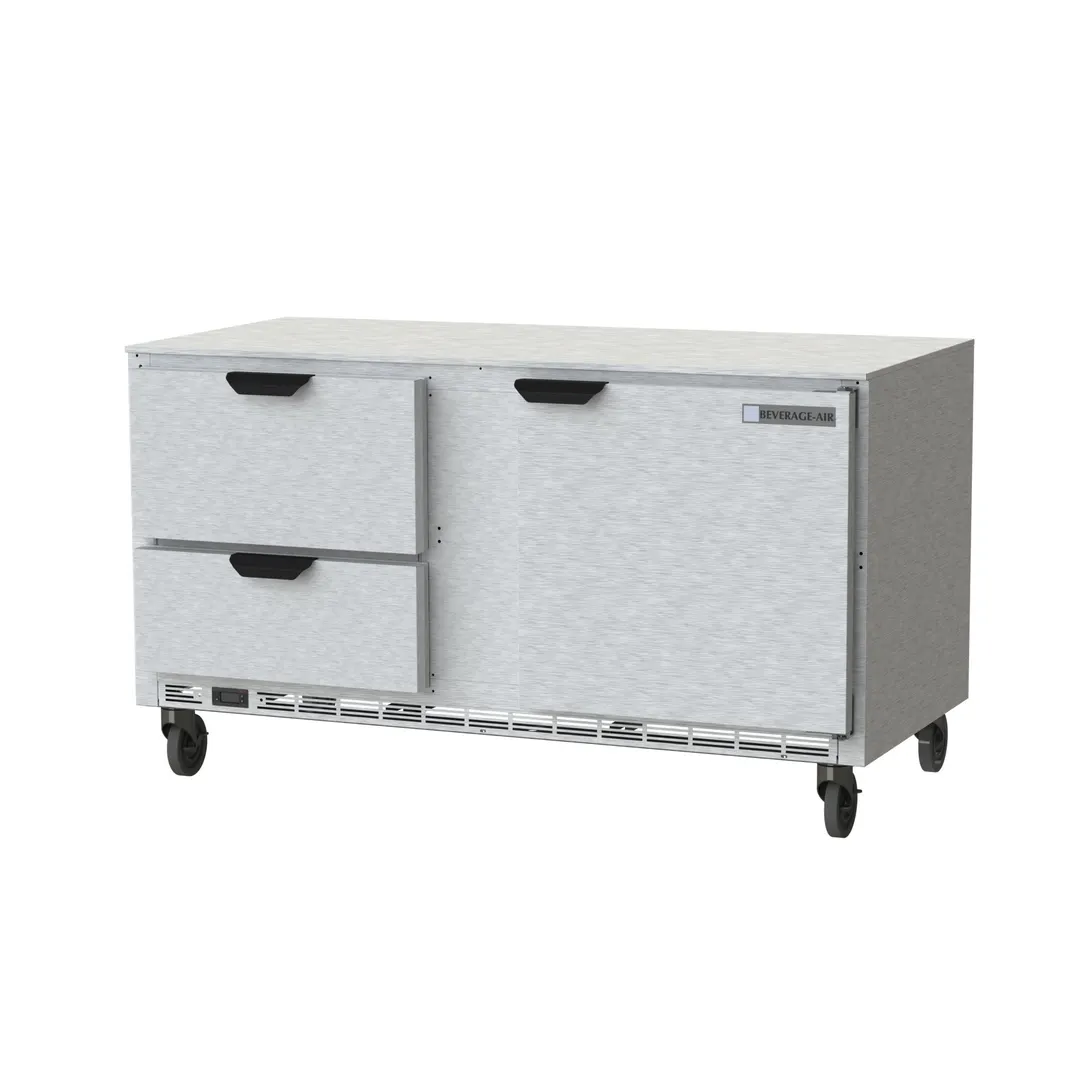 Beverage Air UCRD60AHC-2 60" Two Section Undercounter Refrigerator w/ 2 Drawers & 1 Door