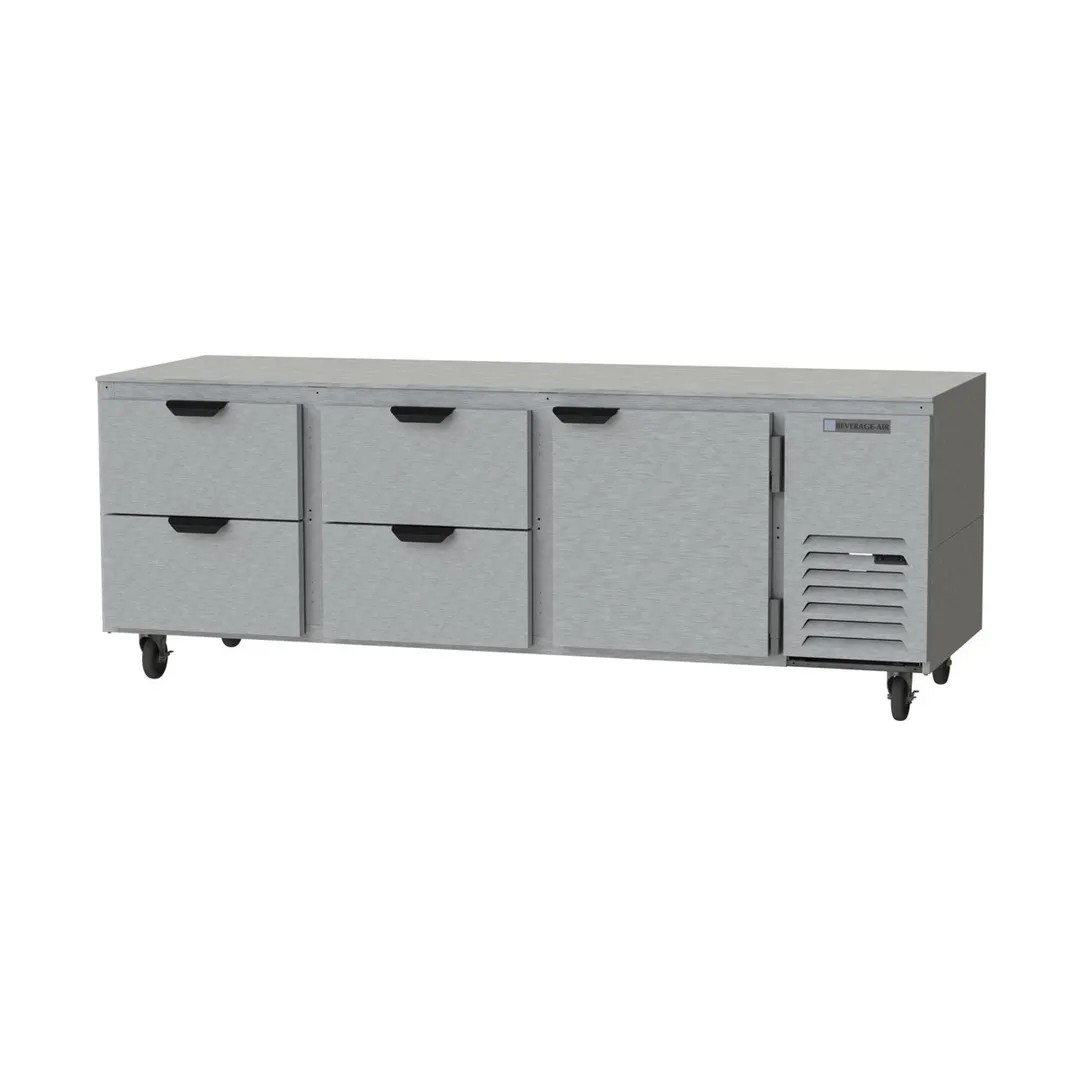 Beverage Air UCRD93AHC-4 93" Three Section Undercounter Refrigerator w/ 4 Drawers & 1 Door