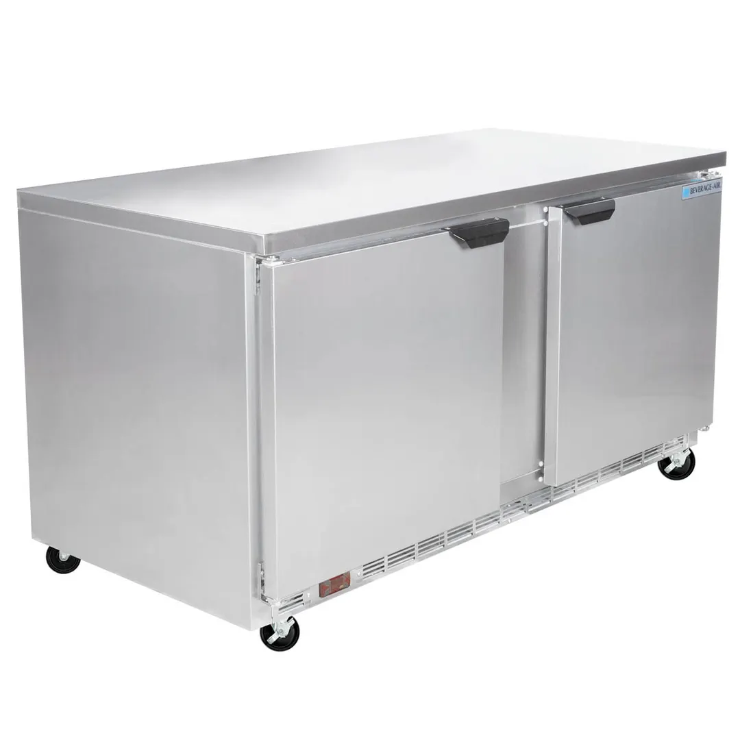 Beverage Air WTF60AHC-FLT 60" 2-Section Worktop Freezer w/ 2 Doors, 14.4 cu. ft.