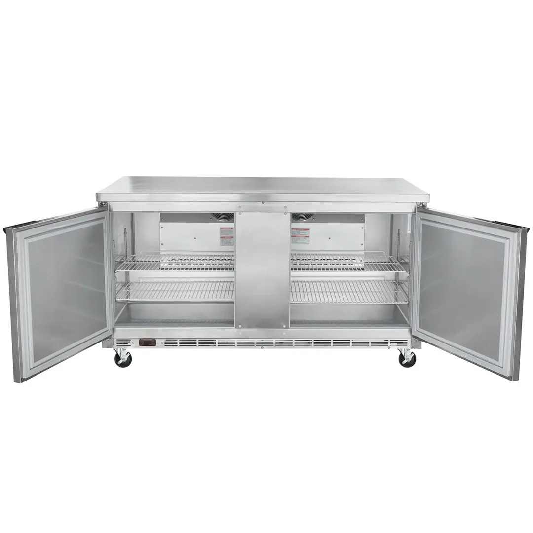 Beverage Air WTF60AHC-FLT 60" 2-Section Worktop Freezer w/ 2 Doors, 14.4 cu. ft.
