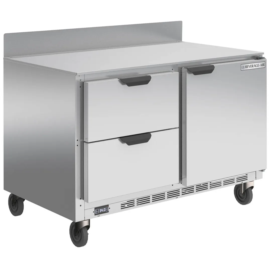 Beverage Air WTFD48AHC-2-FIP 48" 2-Section Worktop Freezer w/ 2 Drawers & 1 Door, 11.4 cu. ft.