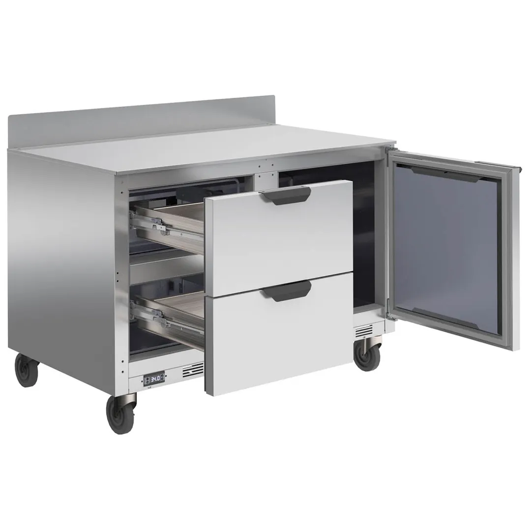 Beverage Air WTFD48AHC-2-FIP 48" 2-Section Worktop Freezer w/ 2 Drawers & 1 Door, 11.4 cu. ft.