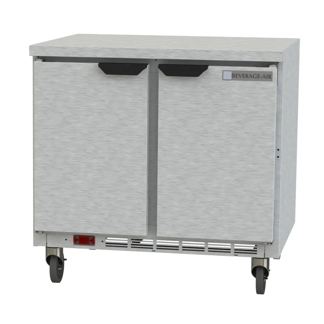 Beverage Air WTR36AHC-FLT 36" 2-Section Worktop Refrigerator w/ 2 Doors, 8.5 cu. ft.