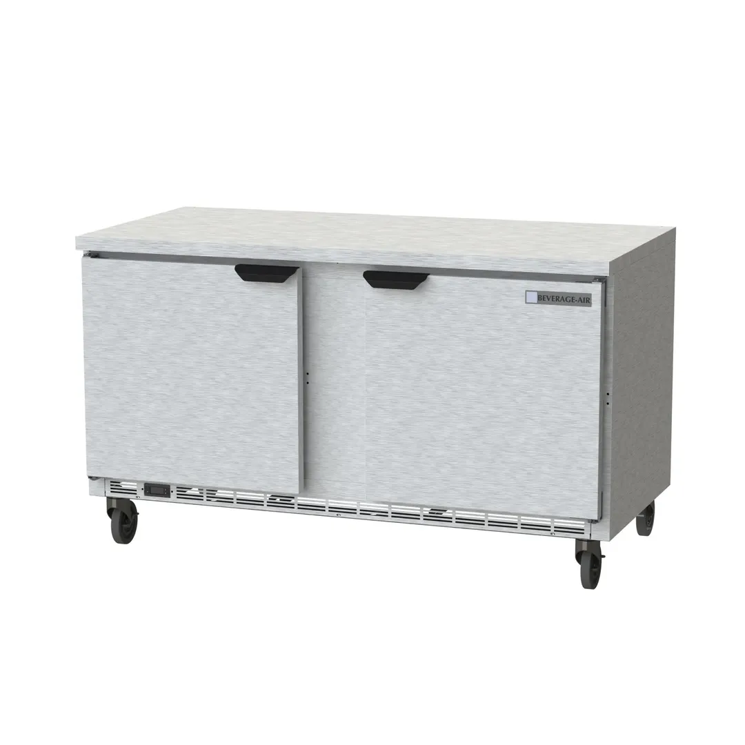 Beverage Air WTR60AHC-FLT 60" 2-Section Worktop Refrigerator w/ 2 Doors, 14.75 cu. ft.
