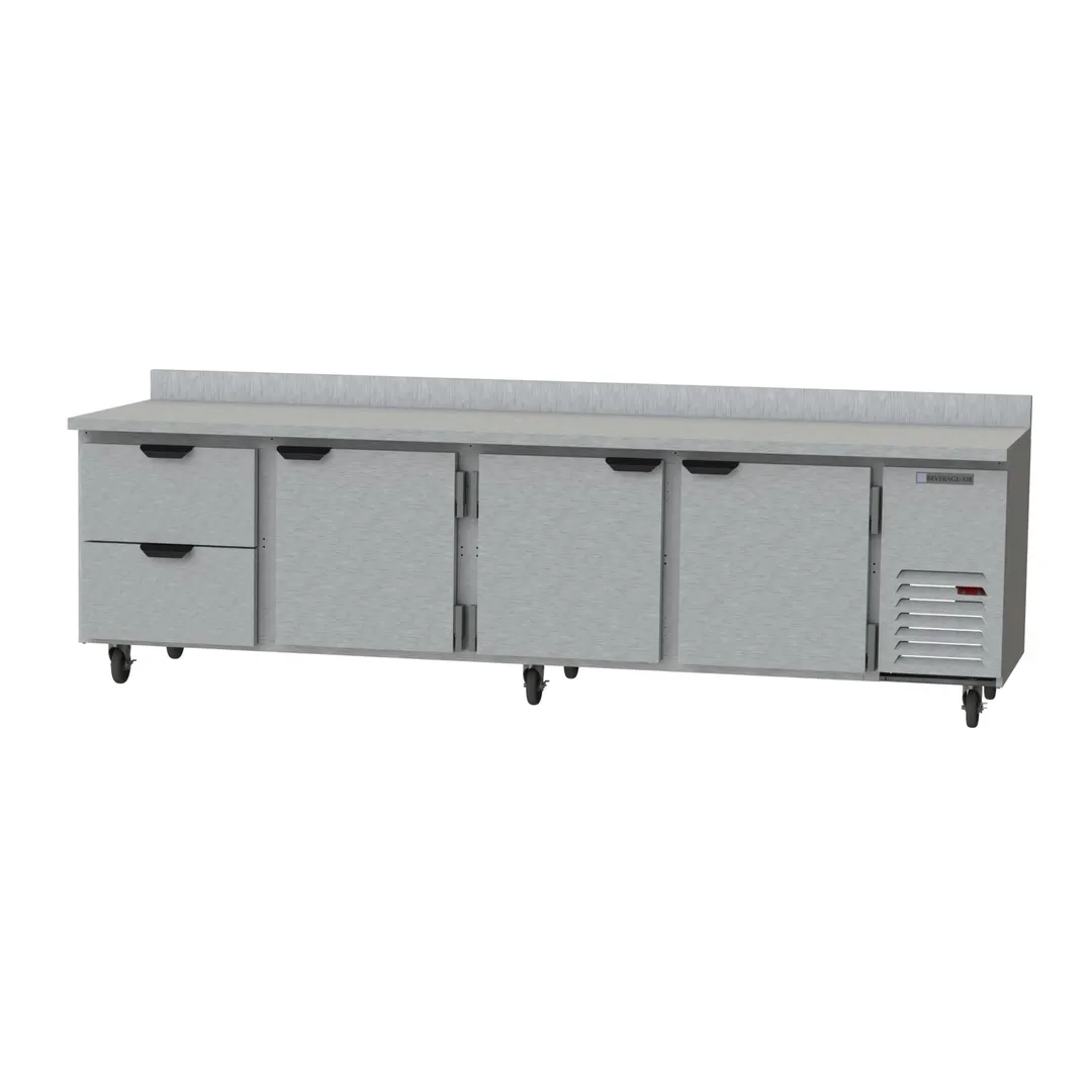 Beverage Air WTRD119AHC-2 119" 4-Section Worktop Refrigerator w/ 2 Drawers & 3 Doors, 40 cu. ft.