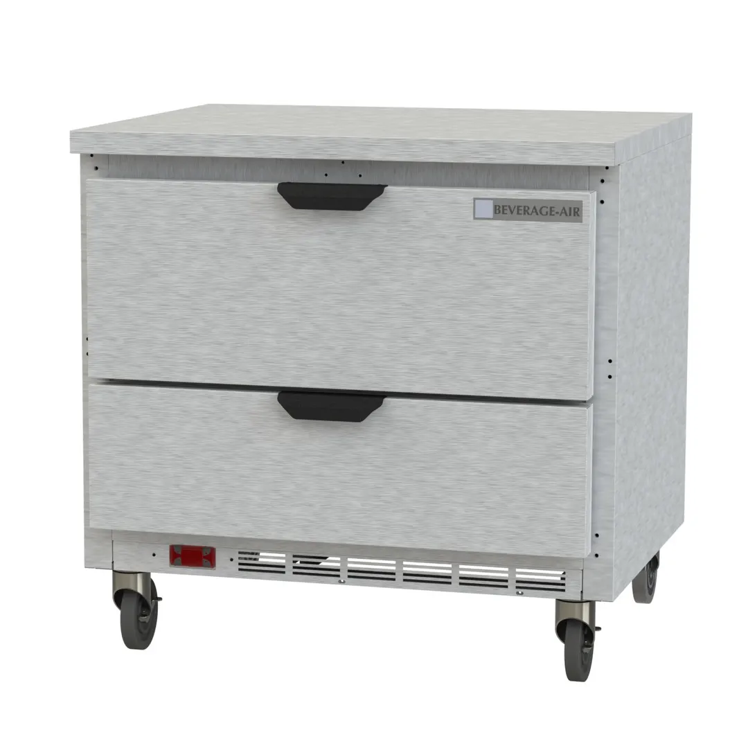 Beverage Air WTRD36AHC-2-FLT 36" 1-Section Worktop Refrigerator w/ 2 Drawers, 8.5 cu. ft.