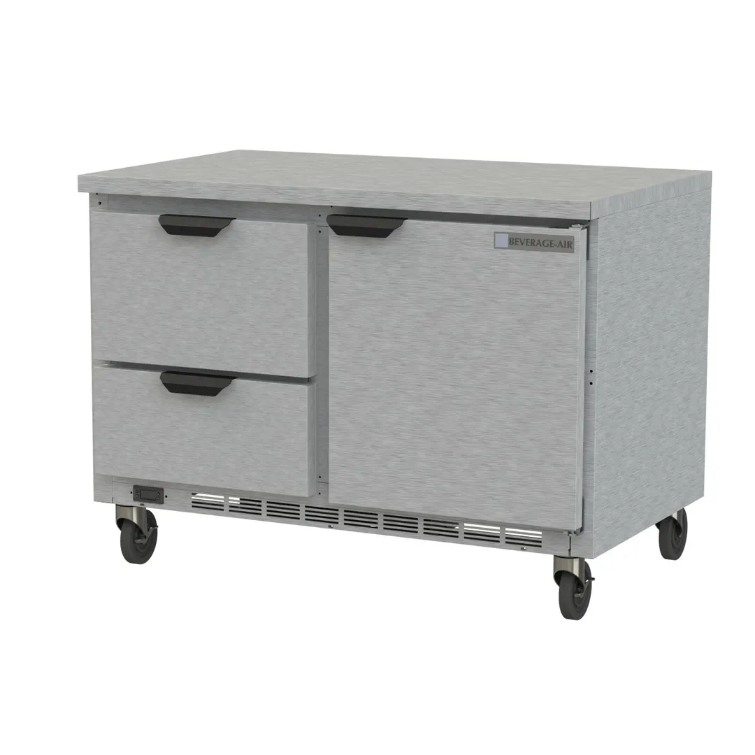 Beverage Air WTRD48AHC-2-FLT 48" 2-Section Worktop Refrigerator w/ 2 Drawers & 1 Door, 11.8 cu. ft.