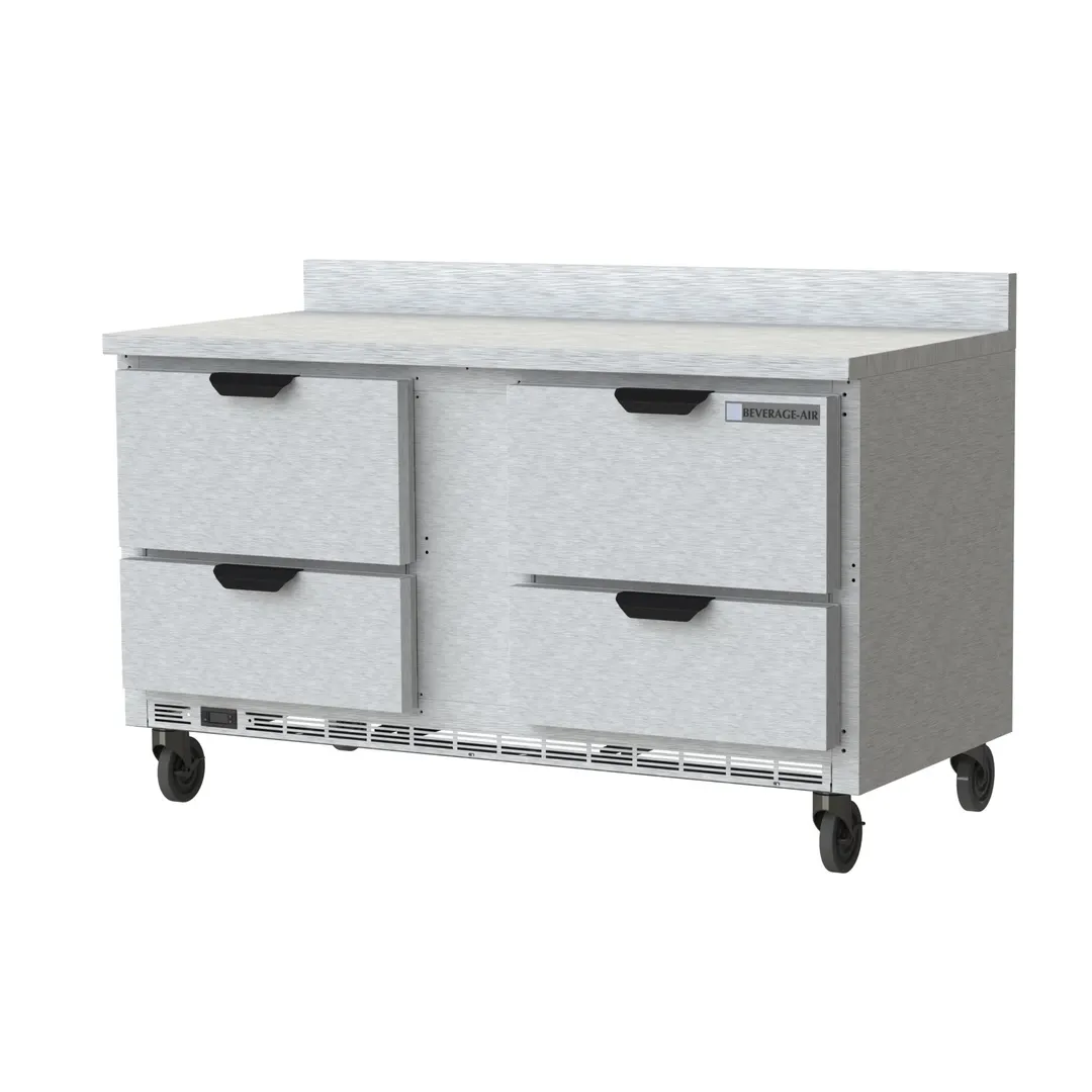 Beverage Air WTRD60AHC-4-FIP 60" 2-Section Worktop Refrigerator w/ 4 Drawers, 14.75 cu. ft.