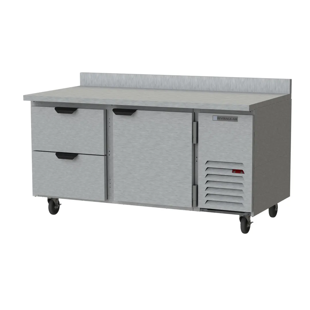 Beverage Air WTRD67AHC-2 67" 2-Section Worktop Refrigerator w/ 2 Drawers & 1 Door, 19 cu. ft.