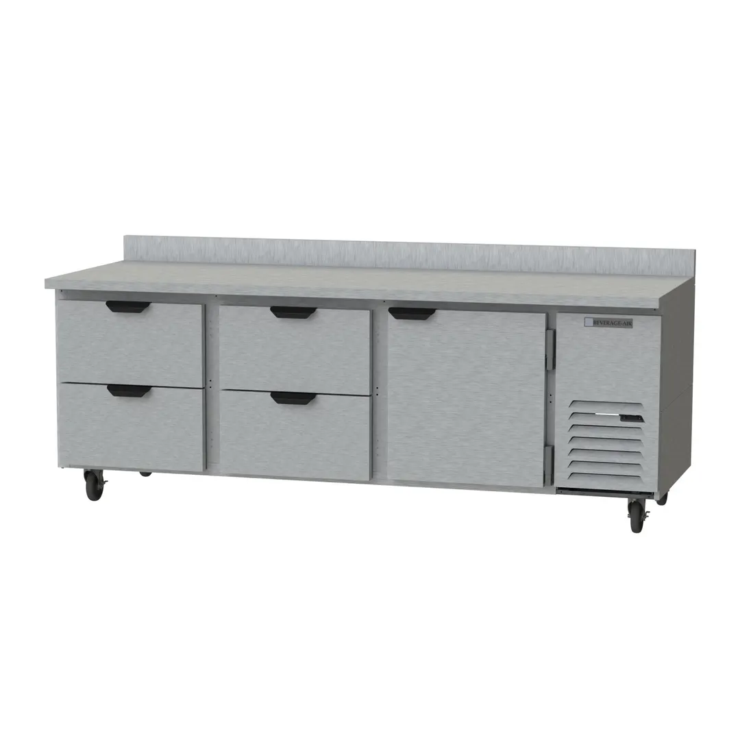 Beverage Air WTRD93AHC-4 93" 3-Section Worktop Refrigerator w/ 4 Drawers & 1 Door, 30 cu. ft.