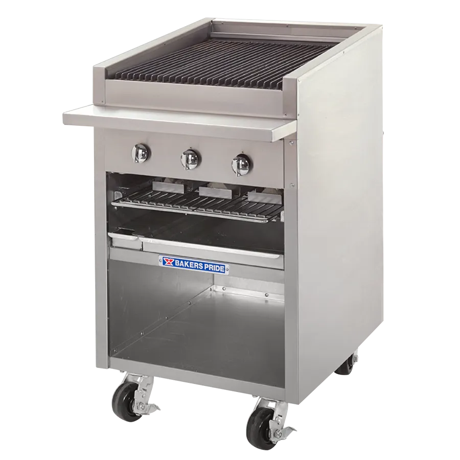 Bakers Pride F-24RS 24" Floor Model Gas Radiant Charbroiler w/ Cabinet Base, 60.000 BTU