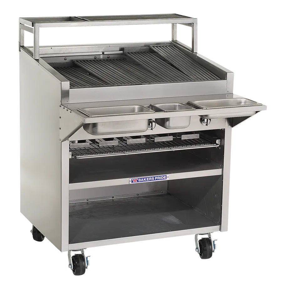 Bakers Pride F-48RS 48" Floor Model Gas Radiant Charbroiler w/ Cabinet Base, 150.000 BTU
