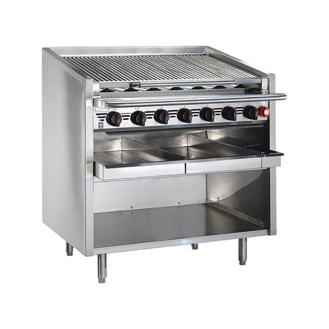 Bakers Pride F-60RS-R 60" Floor Model Gas Radiant Charbroiler w/ Cabinet Base, 195.000 BTU