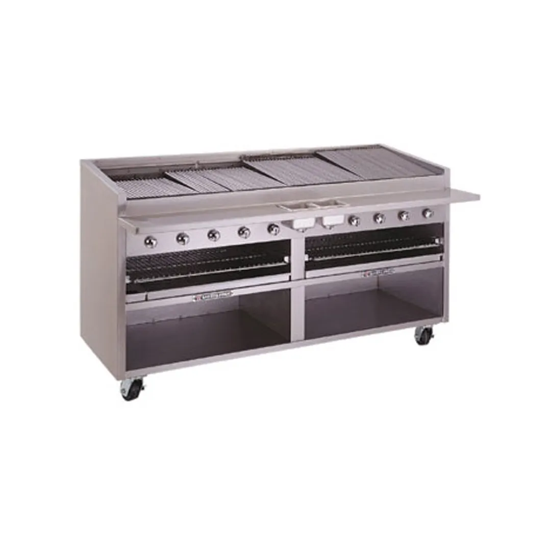 Bakers Pride F-72RS 72" Floor Model Gas Radiant Charbroiler w/ Cabinet Base, 240.000 BTU