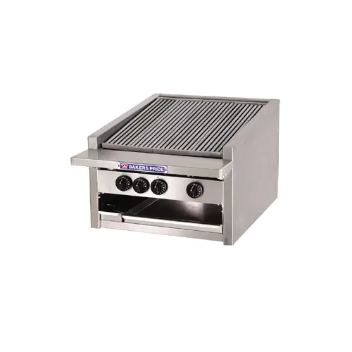Bakers Pride L-24RS 24" Low Profile Countertop Gas Radiant Charbroiler w/ (4) Burners, 60.000 BTU