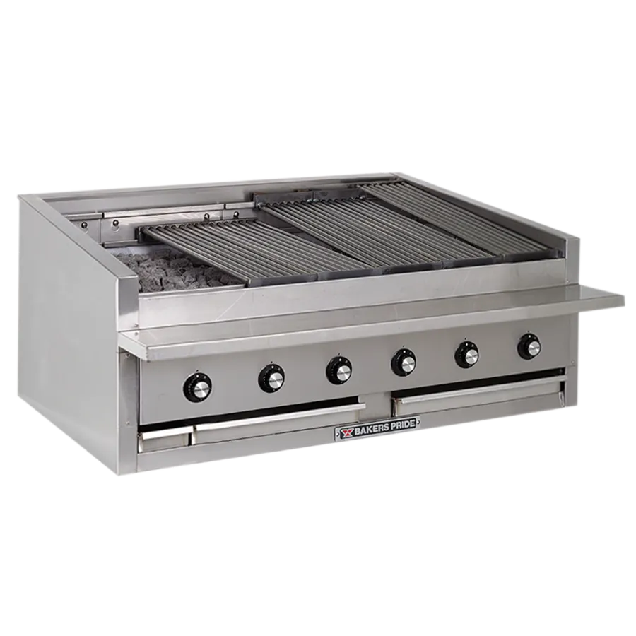 Bakers Pride L-48RS-R 48" Low Profile Countertop Gas Radiant Charbroiler w/ (10) Burners, 150.000 BTU