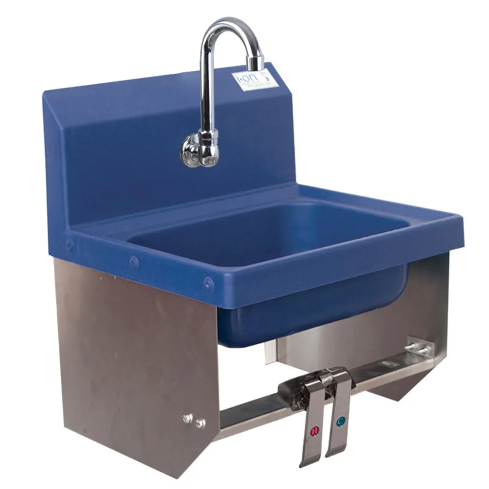 BK Resources APHS-W1410-BKKPG 14" Wall Mounted Hand Sink w/Hands Free Faucet, Knee Valve Bracket