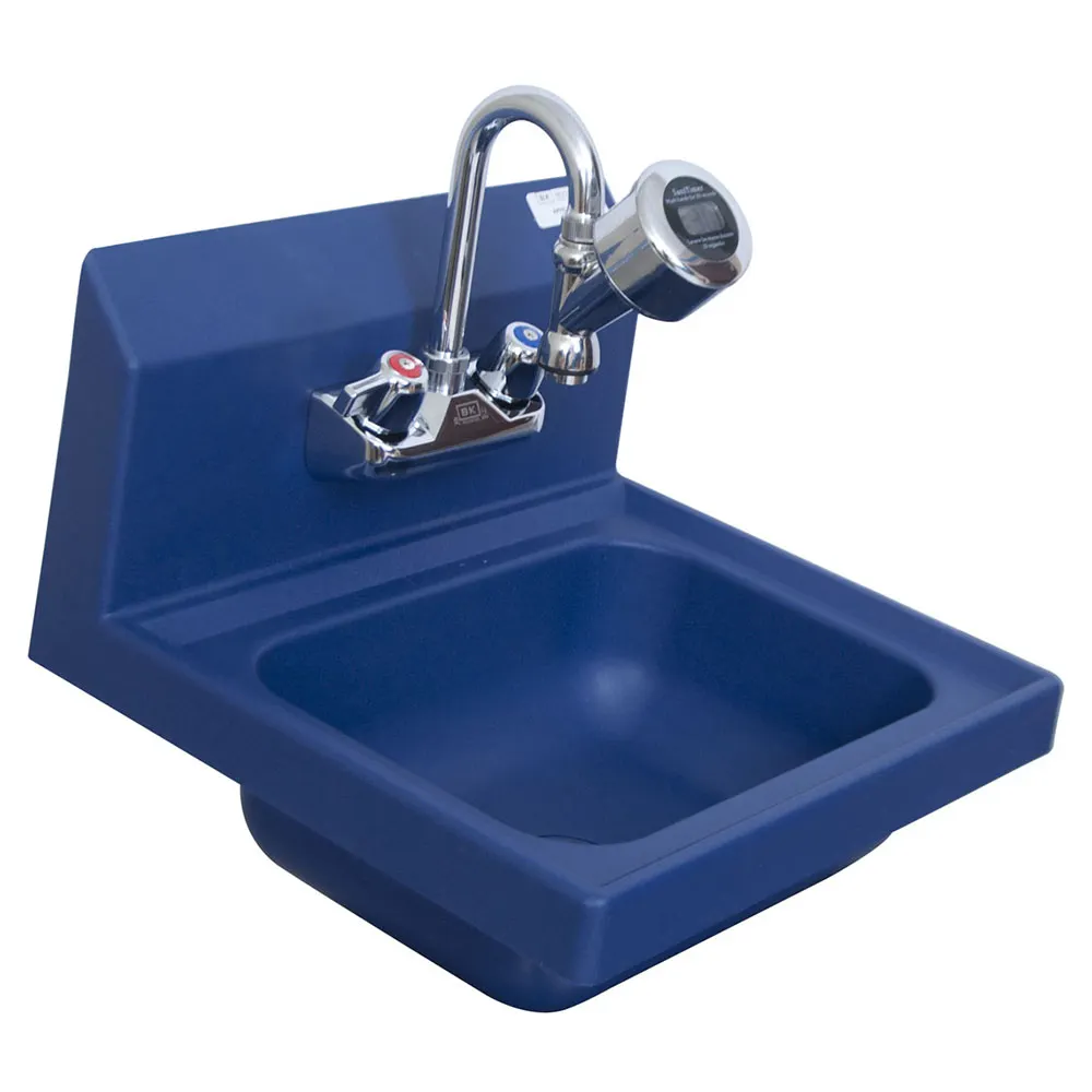 BK Resources APHS-W1410-STBPG 14" Wall Mounted Hand Sink with Faucet & Handwashing Timer