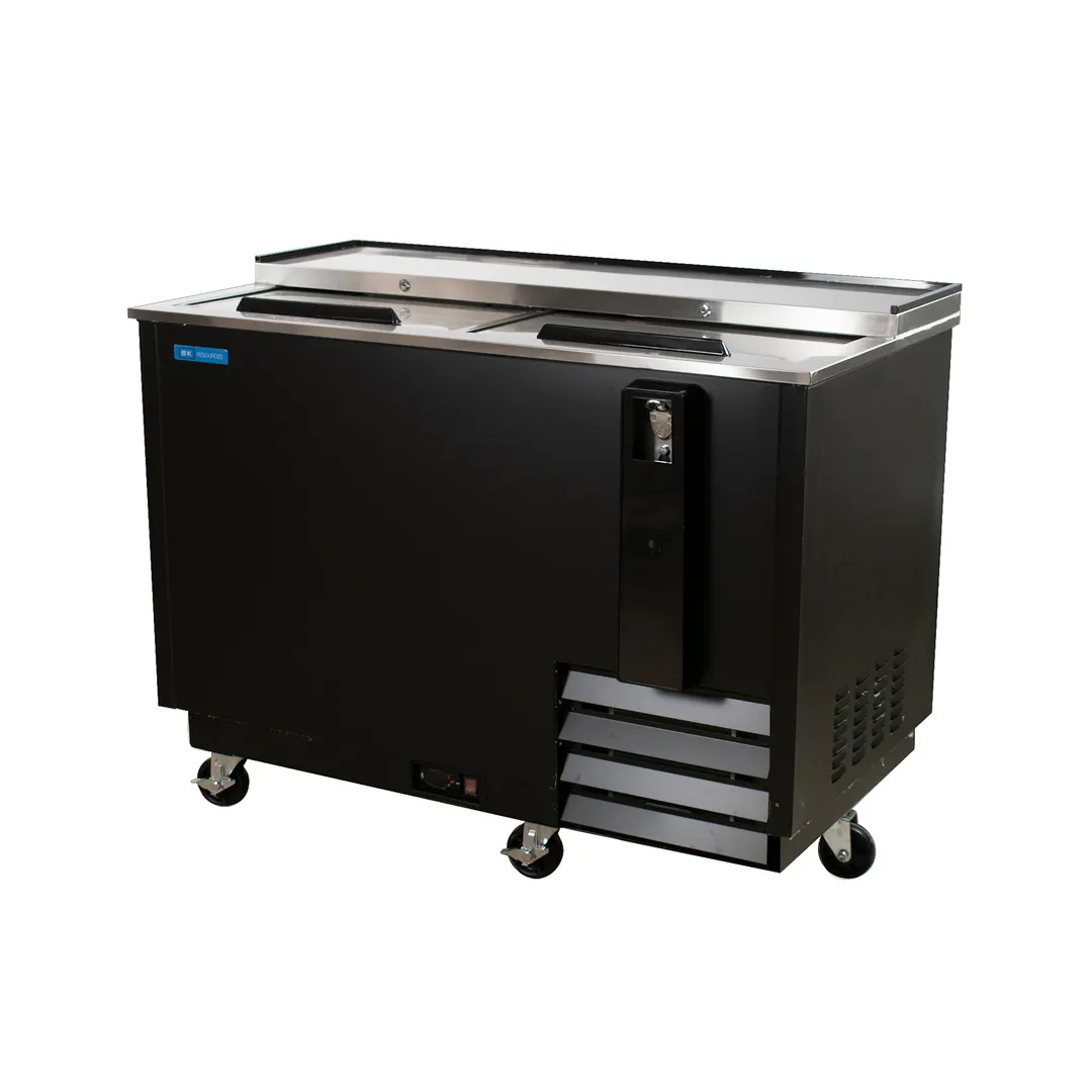 BK Resources BC-2-50 50" Horizontal Deep Well Bottle Cooler with 2 Doors & 3 Dividers / Black Vinyl
