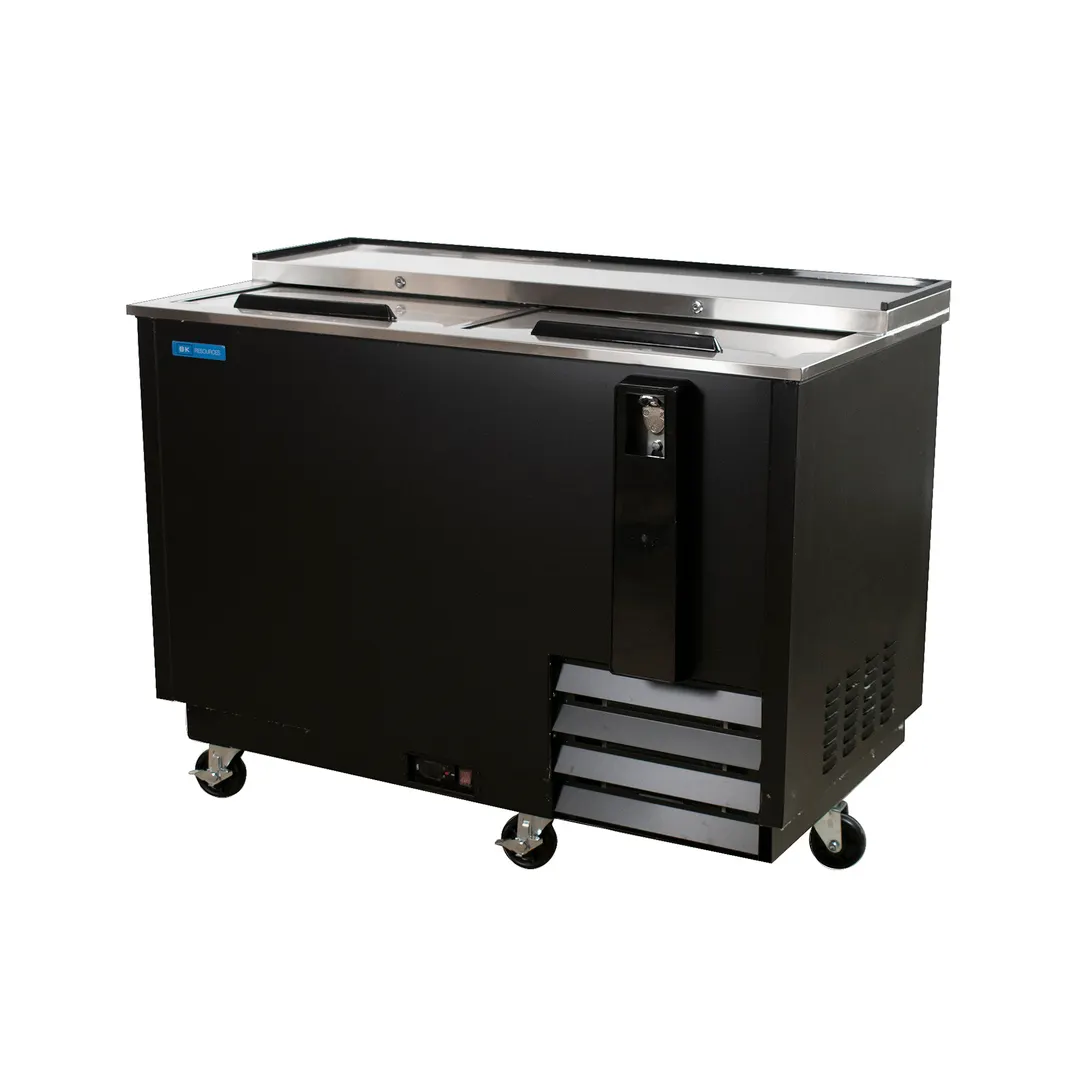 BK Resources BC-3-95 Horizontal Deep Well Bottle Cooler, 95" Wide - 3 Doors / Black Vinyl