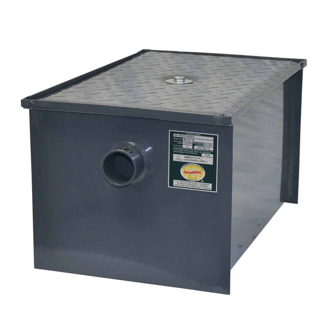 BK Resources BK-GT-100 4" Inlet/Outlet Grease Trap, 100 Lbs. Grease Capacity - 50 gal/min
