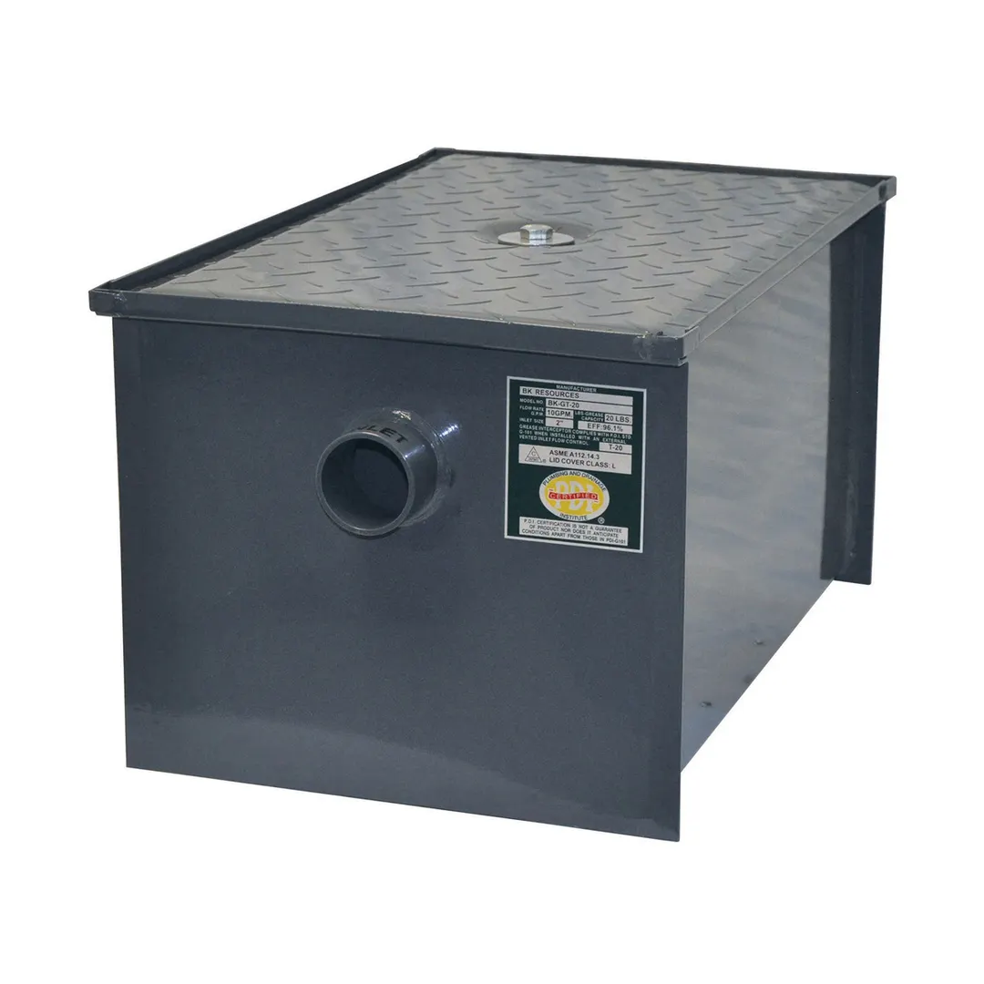 BK Resources BK-GT-30 2" Inlet/Outlet Grease Trap, 30 lbs. Grease Capacity - 15 gal/min