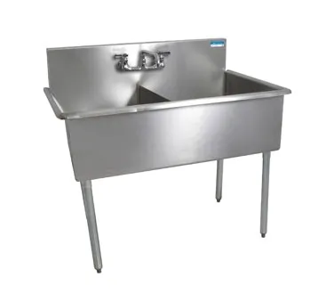 BK Resources BK8BS-2-1821-12 39" Two Compartment Sink, 18"W x 21"L Bowl Without Drainboard