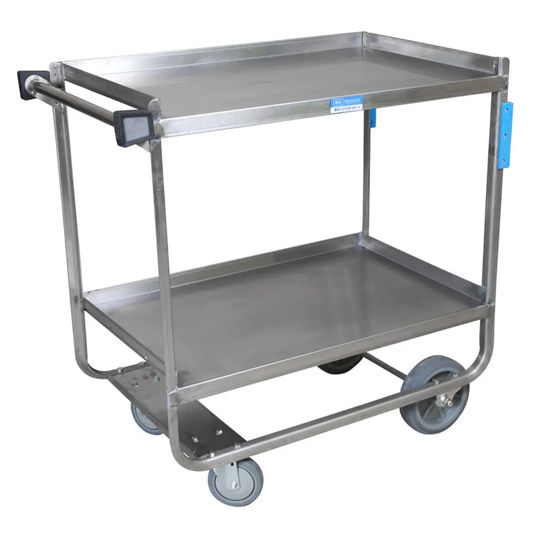 BK Resources BKC-2133S-2H-KD Stainless Steel 2 Shelf Utility Cart - 33"W x 21"D