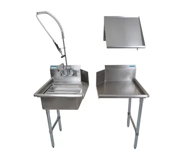 BK Resources BKDTK-48-L-G 48" Dishtable Package w/ Pre-Rinse Basket, Soiled&Clean Dishtables