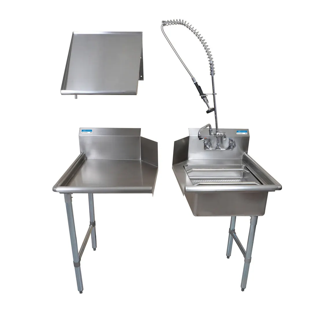 BK Resources BKDTK-72-R-G 72" Dishtable Package w/ Pre-Rinse Basket, Soiled&Clean Dishtables