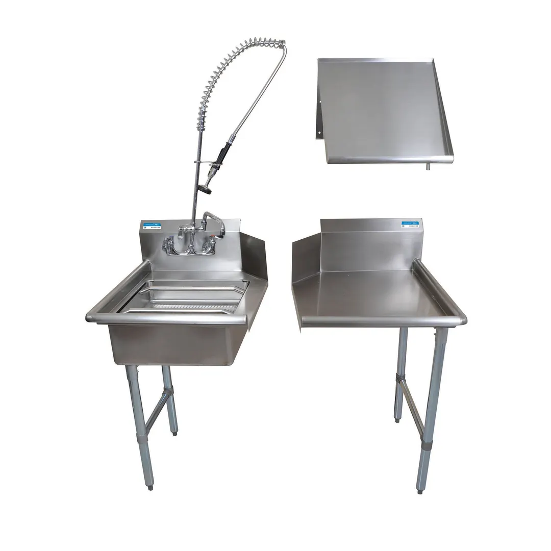 BK Resources BKDTK6-48-L-G-SS Dishtable Package w/ Pre-Rinse Unit&Basket, Soiled&Clean Dishtables
