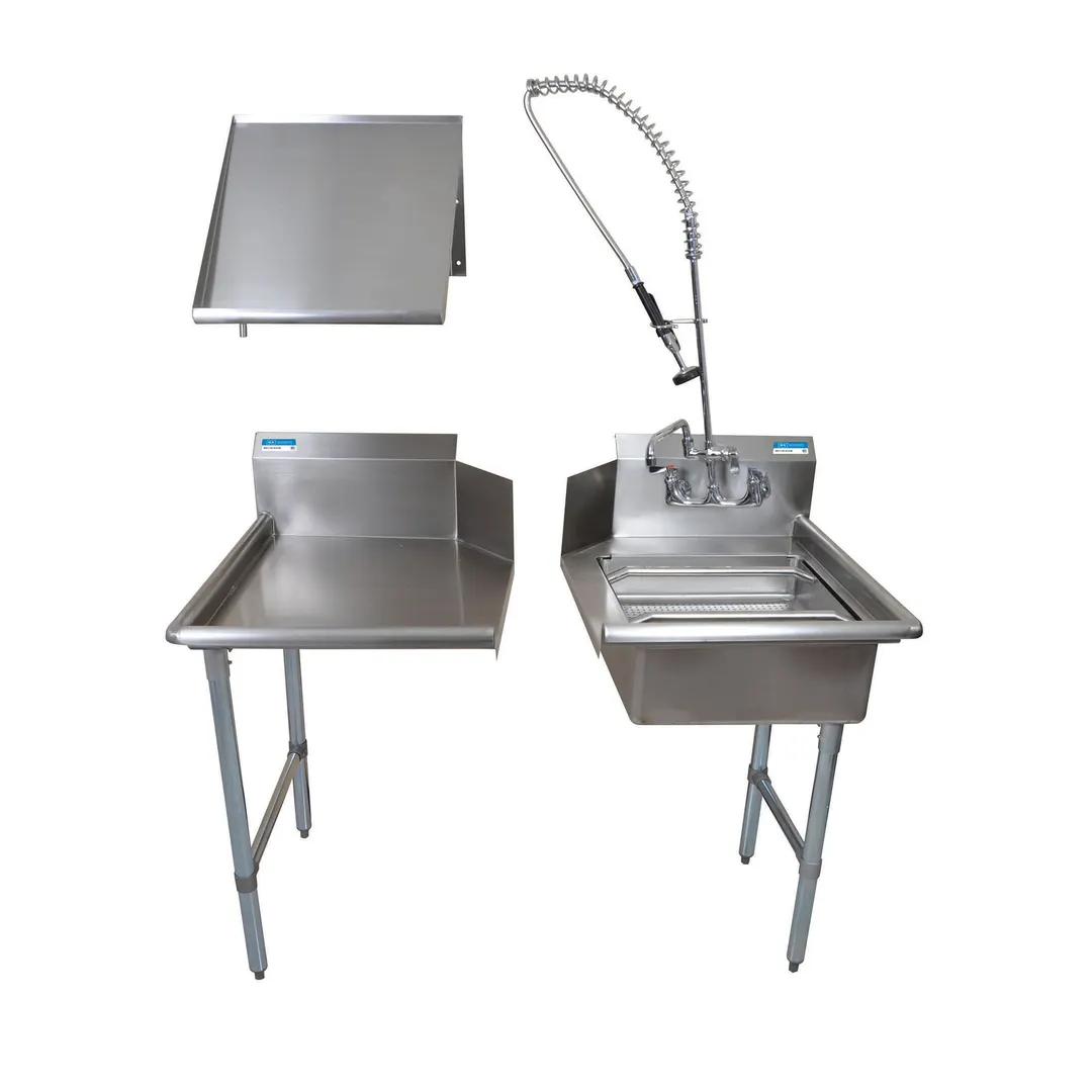 BK Resources BKDTK6-48-R-G-SS Dishtable Package w/ Pre-Rinse Unit&Basket, Soiled&Clean Dishtables