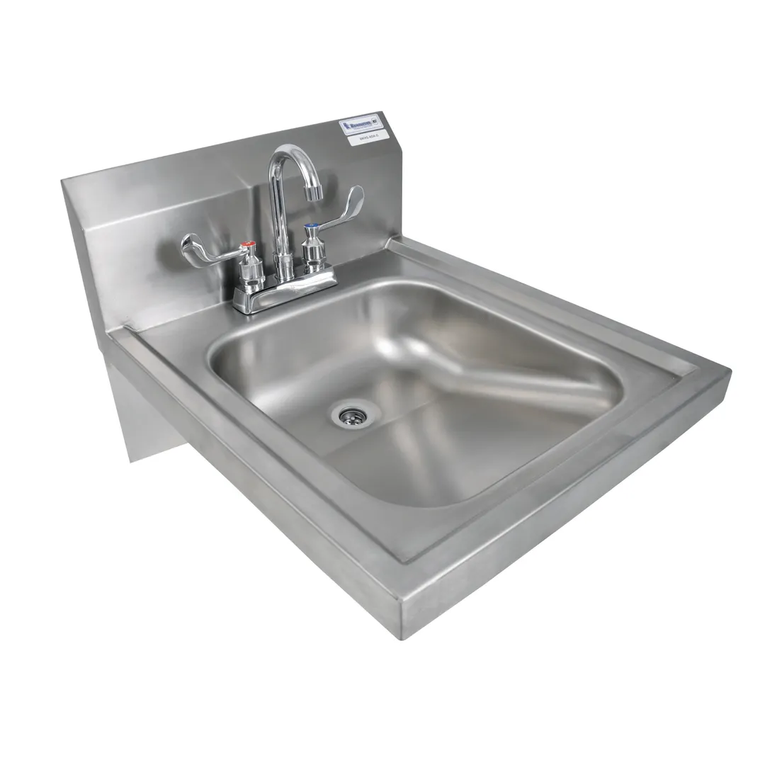BK Resources BKHS-ADA-D-P-G 14" Wall Mounted Hand Sink with Wrist Faucet - 18 gauge