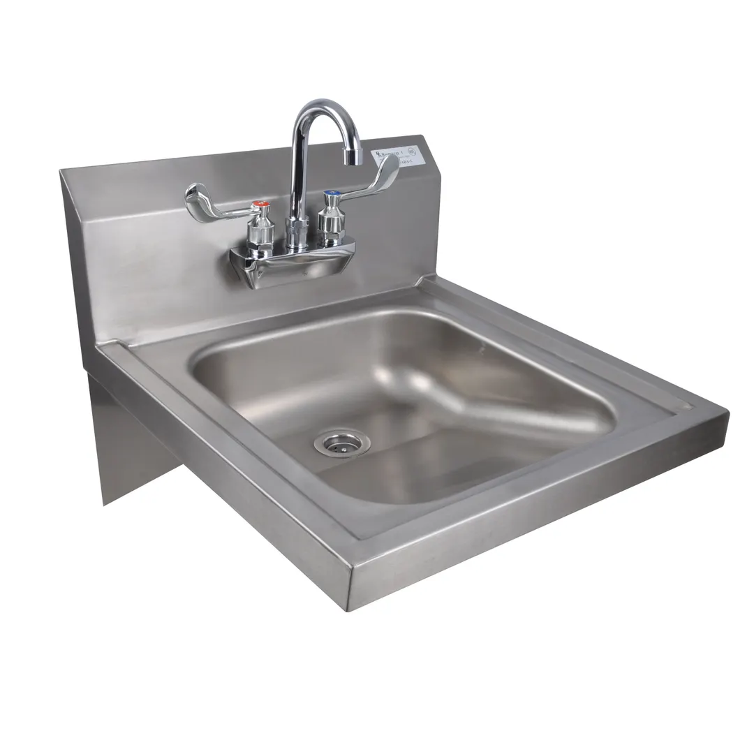 BK Resources BKHS-ADA-S-P-G 14" Wall Mounted Hand Sink with Wrist Faucet - 18 gauge