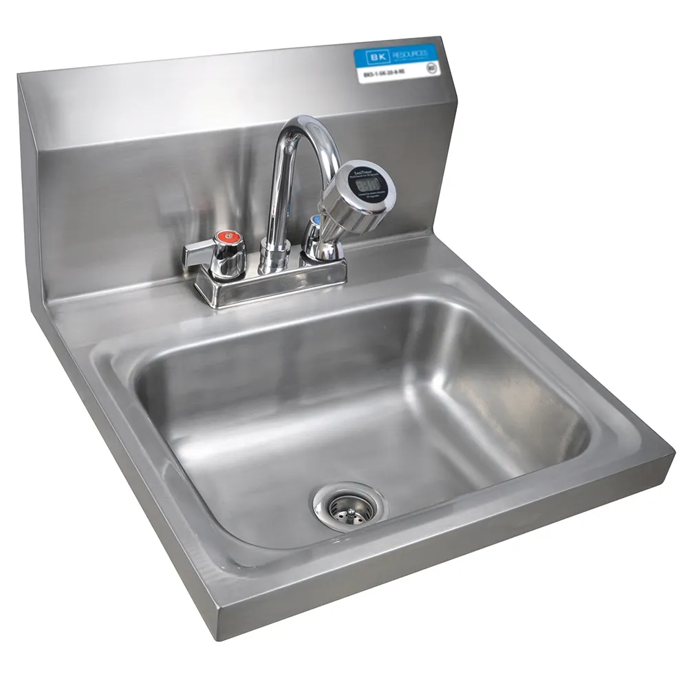 BK Resources BKHS-D-1410-STPG 14" Wall Mounted Hand Sink with Faucet